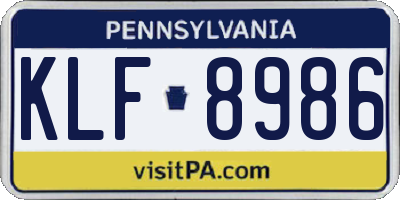 PA license plate KLF8986