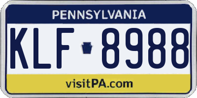 PA license plate KLF8988