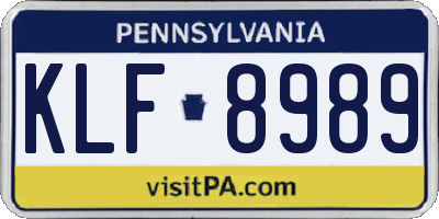 PA license plate KLF8989