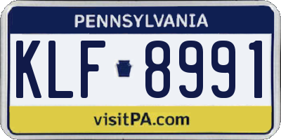 PA license plate KLF8991
