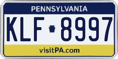 PA license plate KLF8997