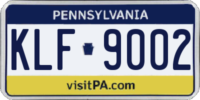 PA license plate KLF9002