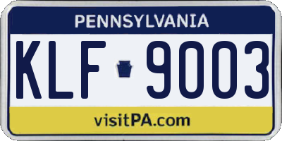 PA license plate KLF9003