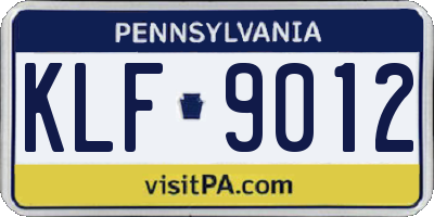 PA license plate KLF9012