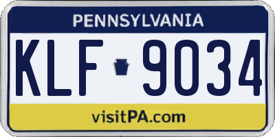 PA license plate KLF9034