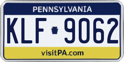 PA license plate KLF9062