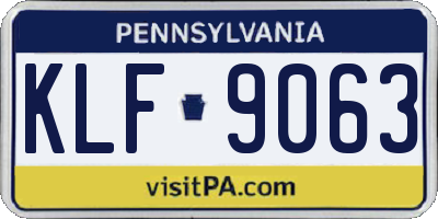 PA license plate KLF9063