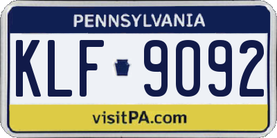 PA license plate KLF9092
