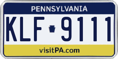 PA license plate KLF9111