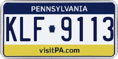 PA license plate KLF9113
