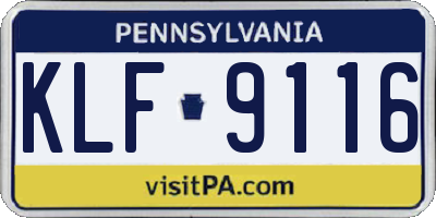 PA license plate KLF9116