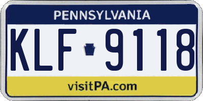 PA license plate KLF9118