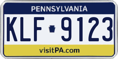 PA license plate KLF9123