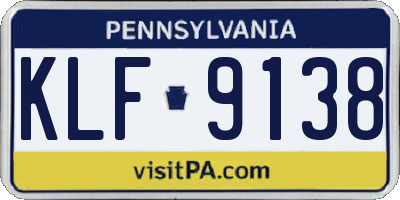 PA license plate KLF9138
