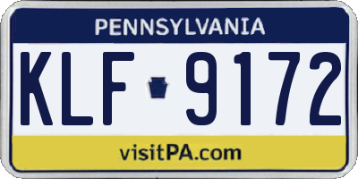PA license plate KLF9172
