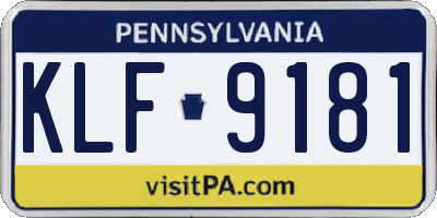 PA license plate KLF9181