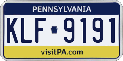PA license plate KLF9191