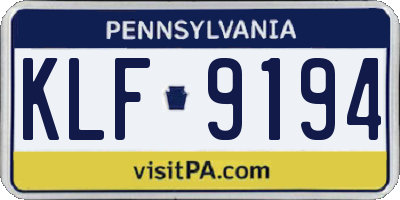 PA license plate KLF9194