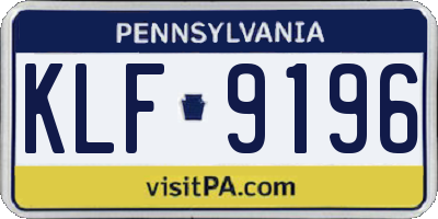 PA license plate KLF9196
