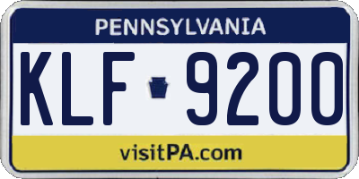 PA license plate KLF9200