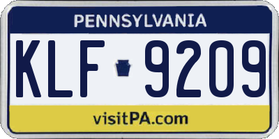 PA license plate KLF9209