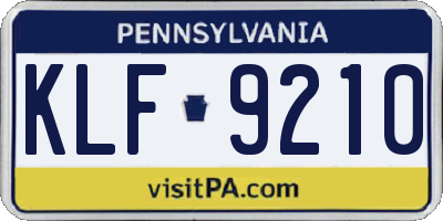 PA license plate KLF9210