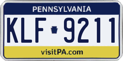 PA license plate KLF9211