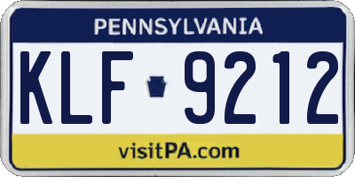 PA license plate KLF9212