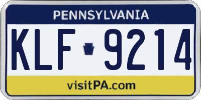 PA license plate KLF9214