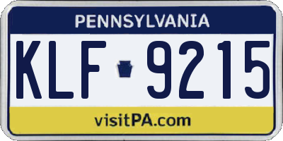 PA license plate KLF9215