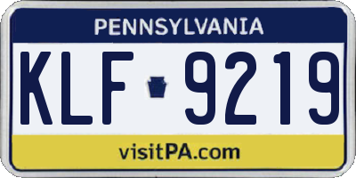 PA license plate KLF9219