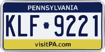 PA license plate KLF9221