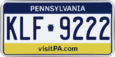 PA license plate KLF9222
