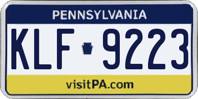 PA license plate KLF9223