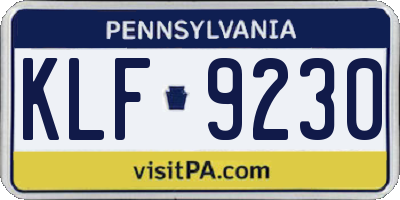 PA license plate KLF9230