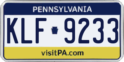 PA license plate KLF9233