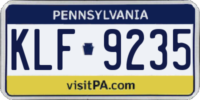 PA license plate KLF9235