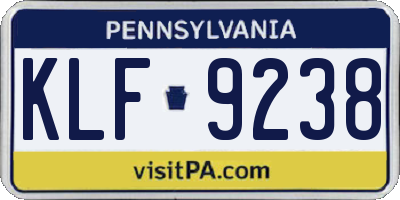 PA license plate KLF9238