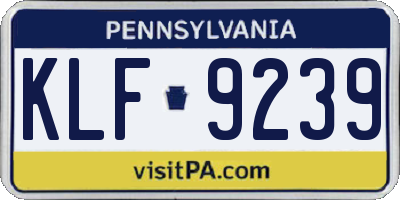 PA license plate KLF9239