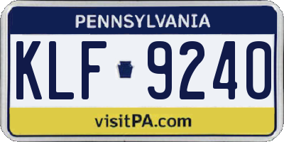 PA license plate KLF9240