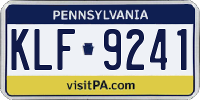 PA license plate KLF9241