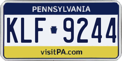 PA license plate KLF9244