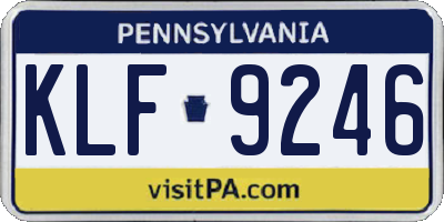 PA license plate KLF9246