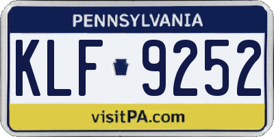 PA license plate KLF9252