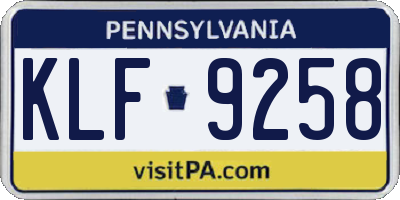 PA license plate KLF9258