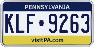 PA license plate KLF9263