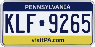 PA license plate KLF9265