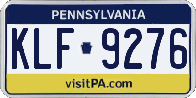 PA license plate KLF9276
