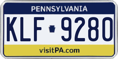 PA license plate KLF9280