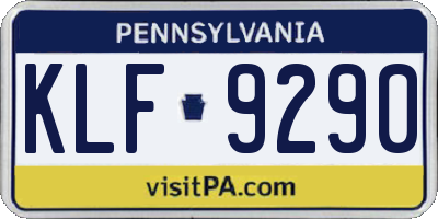 PA license plate KLF9290
